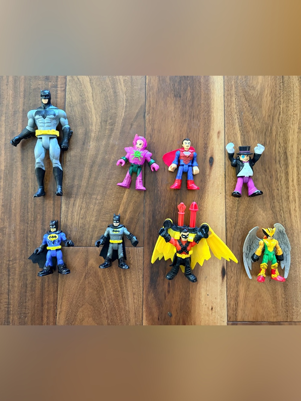 DC Comics Mini Action Figure Set (7 Imaginex) and 1 regular size Batman